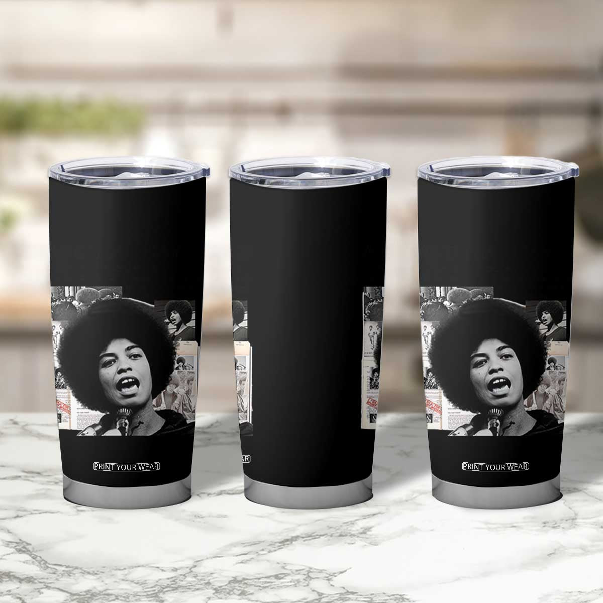 Angela Davis Tumbler Cup Raise Your Voice Revolutionary Power Liberation TS02 Print Your Wear