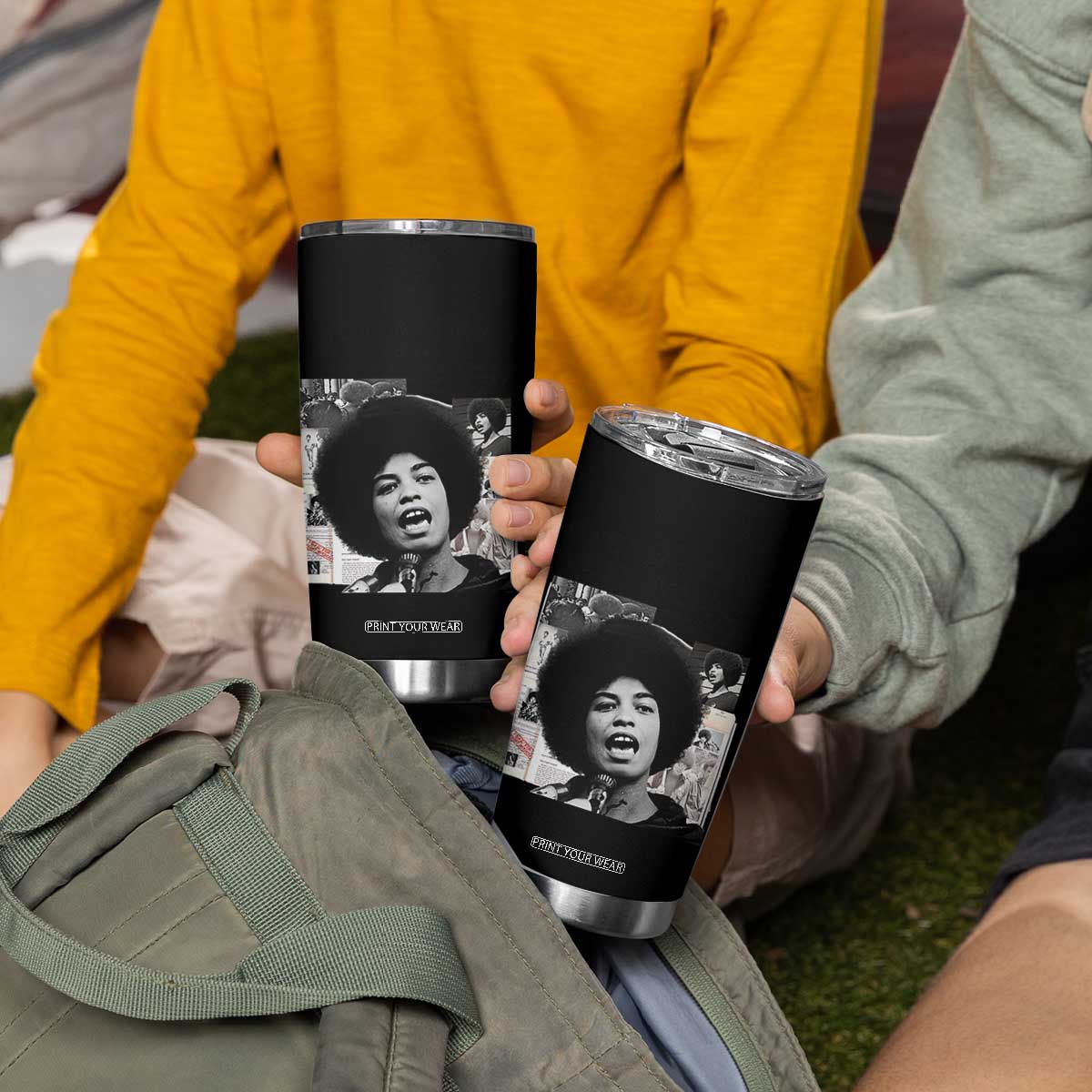 Angela Davis Tumbler Cup Raise Your Voice Revolutionary Power Liberation TS02 Print Your Wear