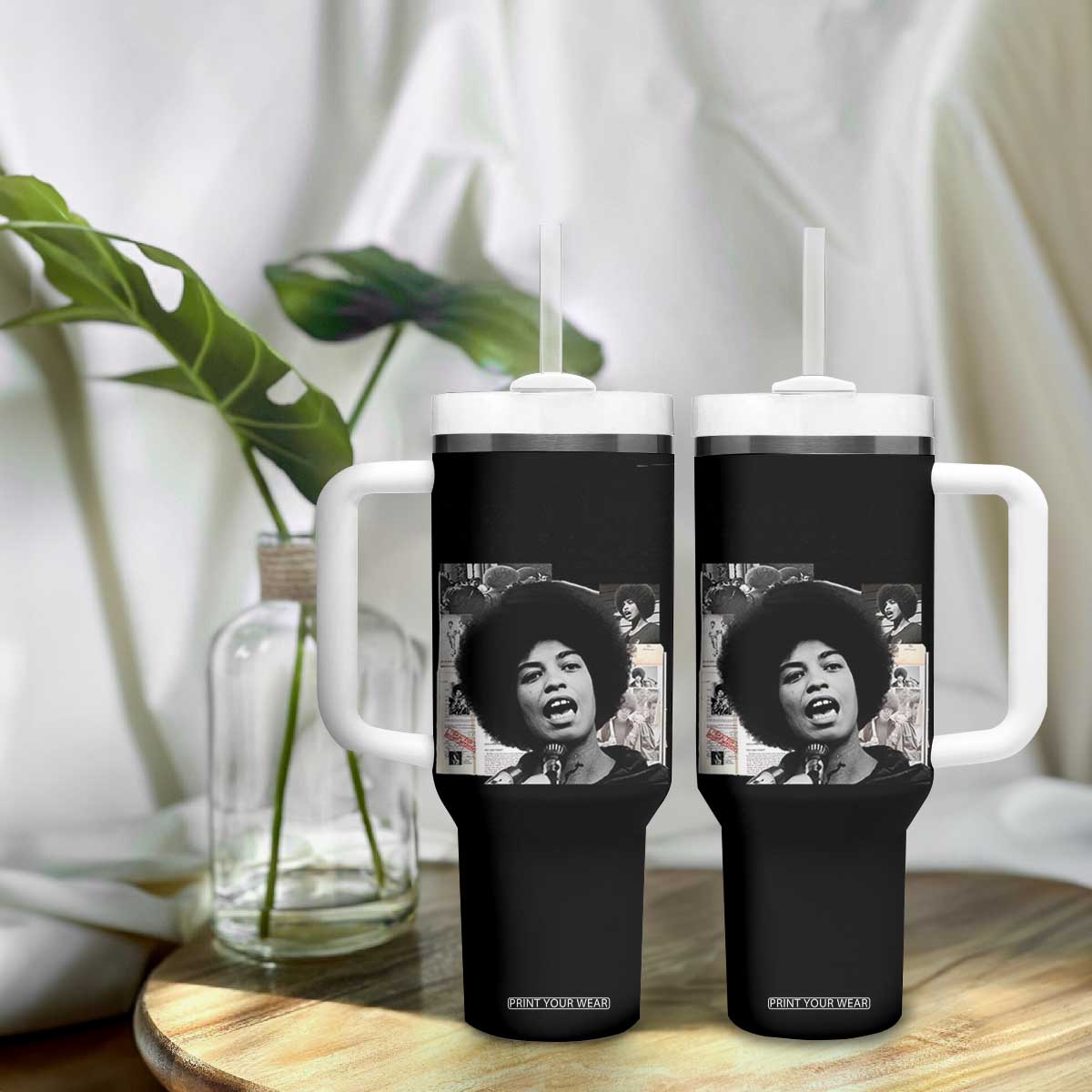 Angela Davis Tumbler With Handle Raise Your Voice Revolutionary Power Liberation TS02 Print Your Wear