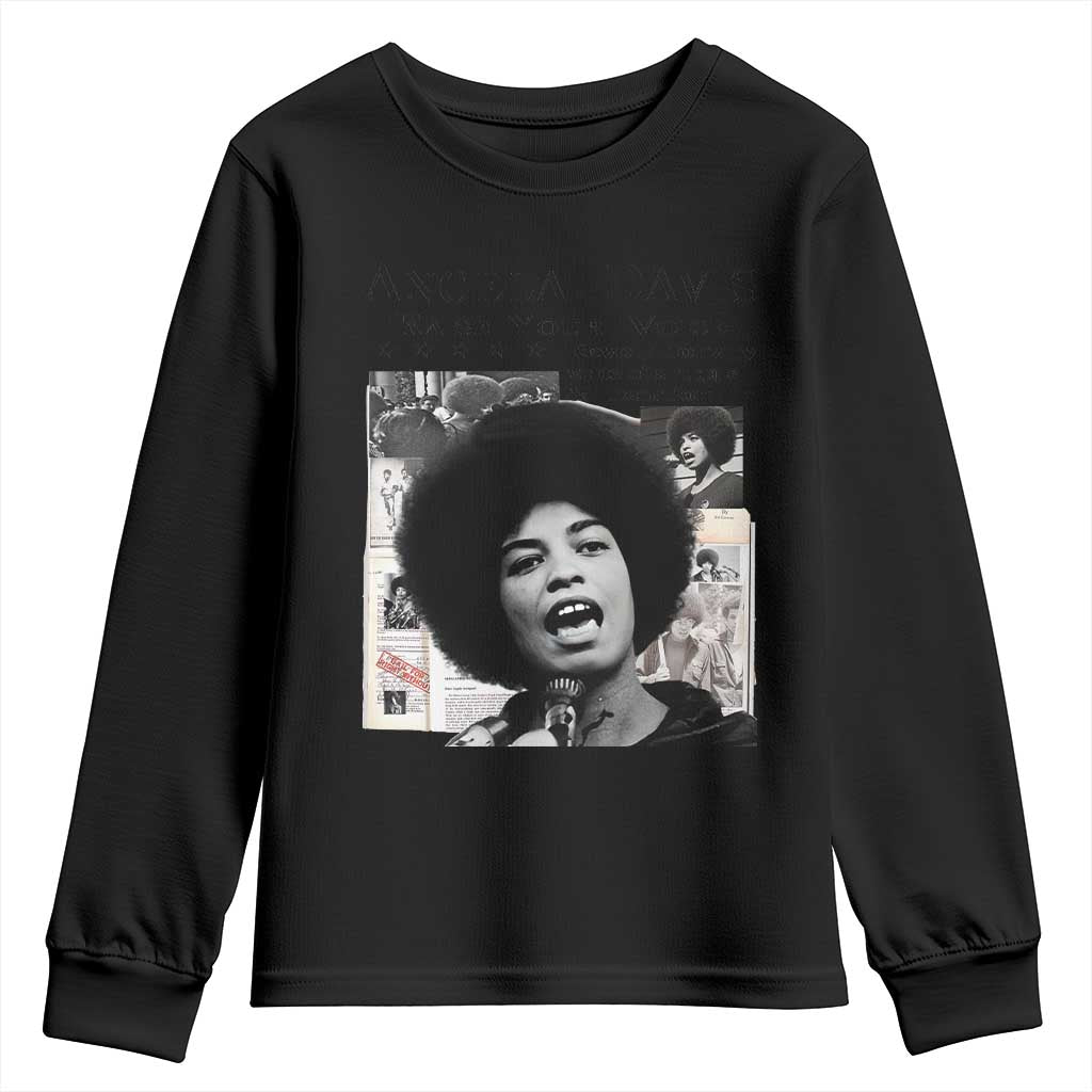 Angela Davis Youth Sweatshirt Raise Your Voice Revolutionary Power Liberation TS02 Black Print Your Wear