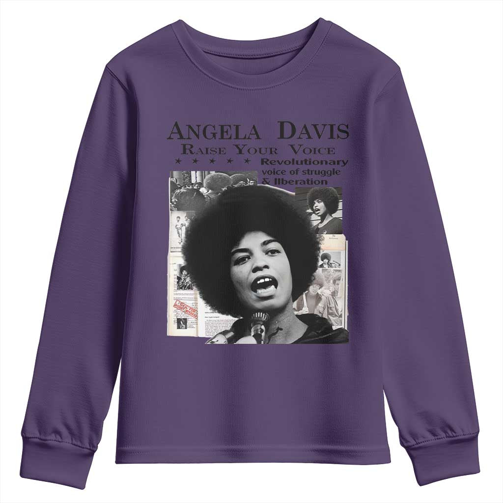 Angela Davis Youth Sweatshirt Raise Your Voice Revolutionary Power Liberation TS02 Purple Print Your Wear