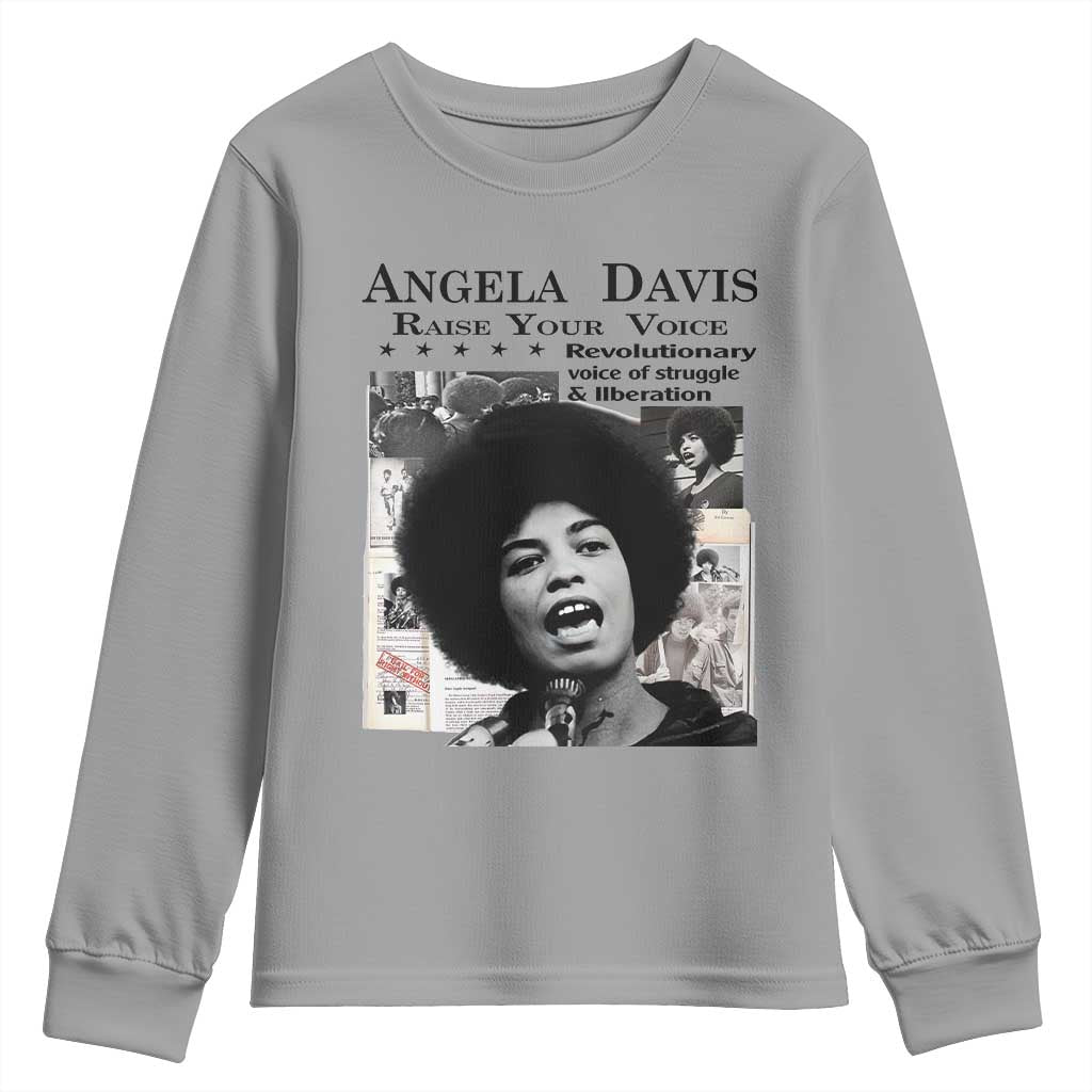 Angela Davis Youth Sweatshirt Raise Your Voice Revolutionary Power Liberation TS02 Sport Gray Print Your Wear
