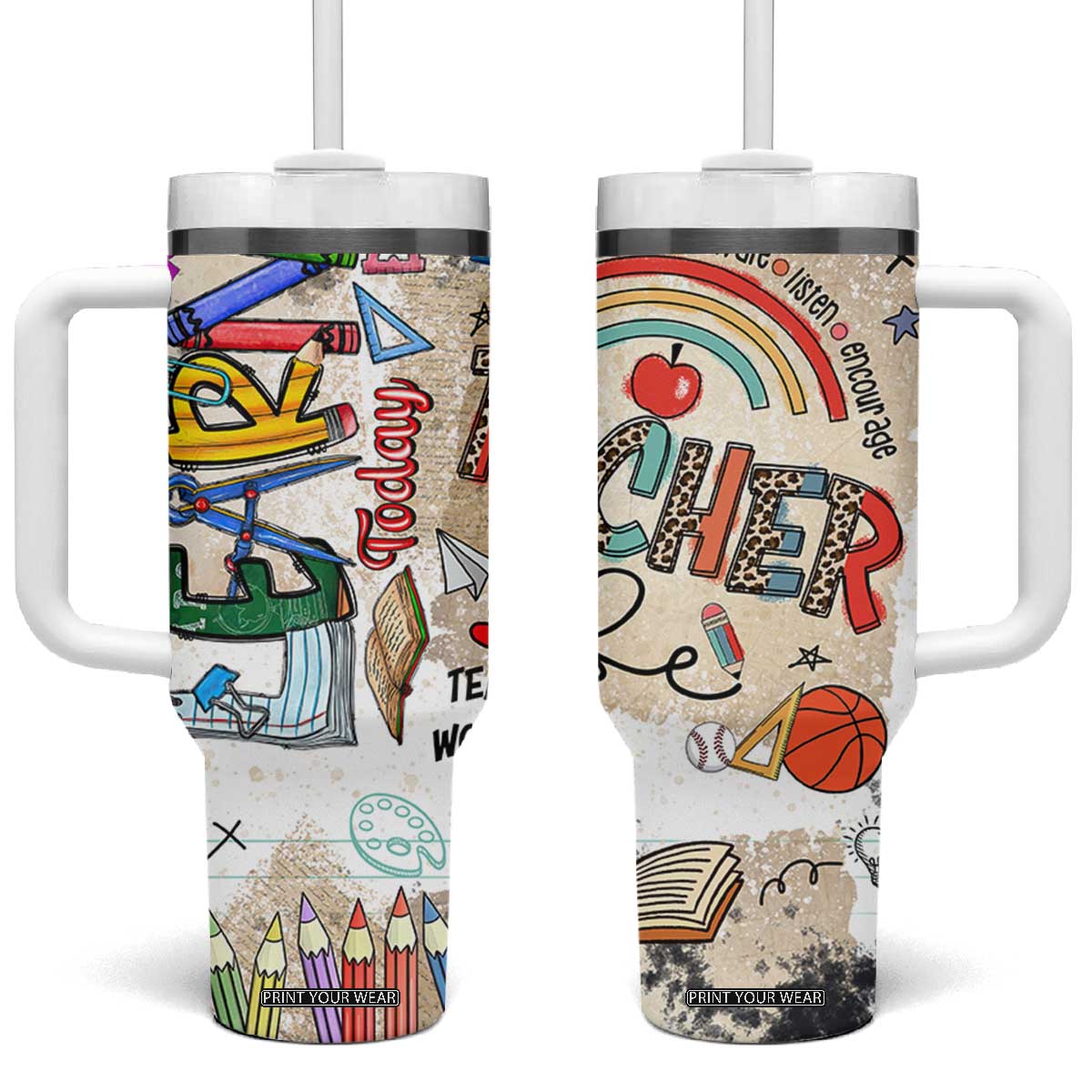 Aries Zodiac Tumbler With Handle Astrology Horoscope Birthday Gift For Aries Women Men TB02 One Size: 40 oz Colorful Print Your Wear