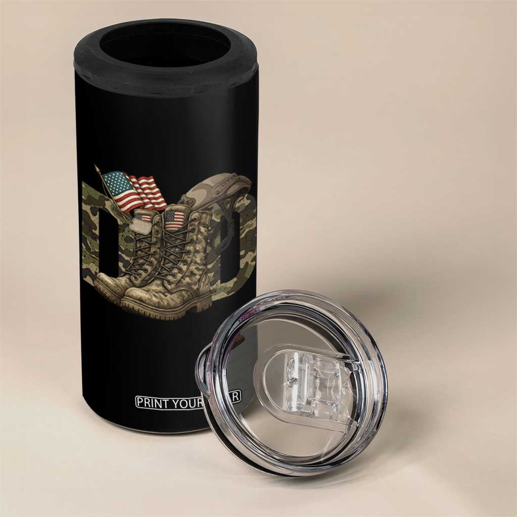 Army Military Dad Combat Boots American Flag 4 in 1 Can Cooler Tumbler TS11 Print Your Wear