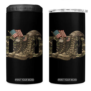 Army Military Dad Combat Boots American Flag 4 in 1 Can Cooler Tumbler TS11 One Size: 16 oz Black Print Your Wear