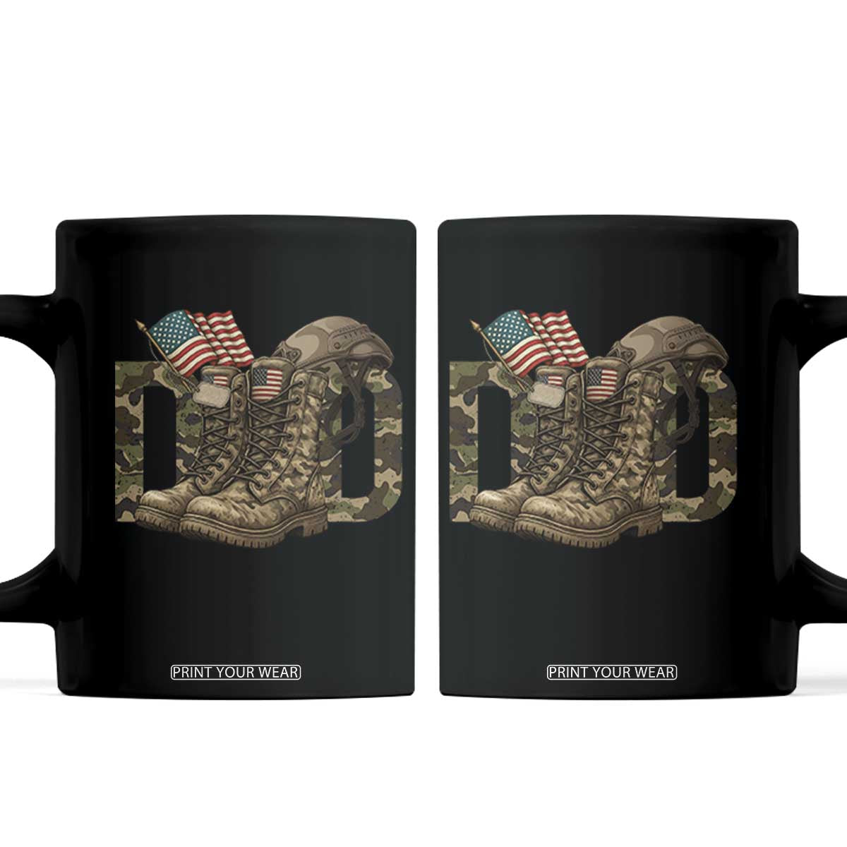 Army Military Dad Combat Boots American Flag Coffee Mug TS11 Black Print Your Wear