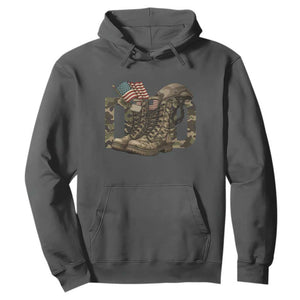 Army Military Dad Combat Boots American Flag Hoodie TS11 Dark Heather Print Your Wear