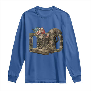 Army Military Dad Combat Boots American Flag Long Sleeve Shirt TS11 Royal Blue Print Your Wear