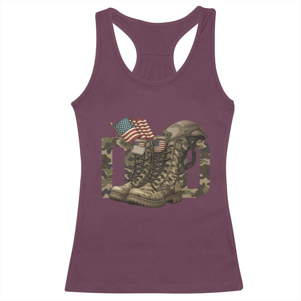 Army Military Dad Combat Boots American Flag Racerback Tank Top TS11 Maroon Print Your Wear