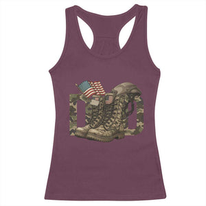 Army Military Dad Combat Boots American Flag Racerback Tank Top TS11 Maroon Print Your Wear