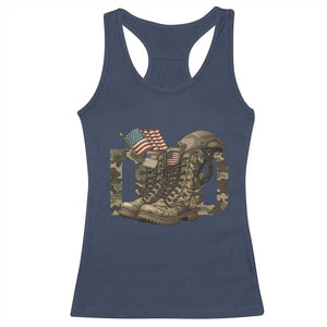 Army Military Dad Combat Boots American Flag Racerback Tank Top TS11 Navy Print Your Wear