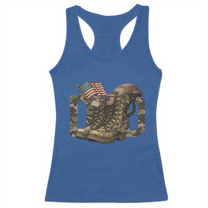 Army Military Dad Combat Boots American Flag Racerback Tank Top TS11 Royal Blue Print Your Wear
