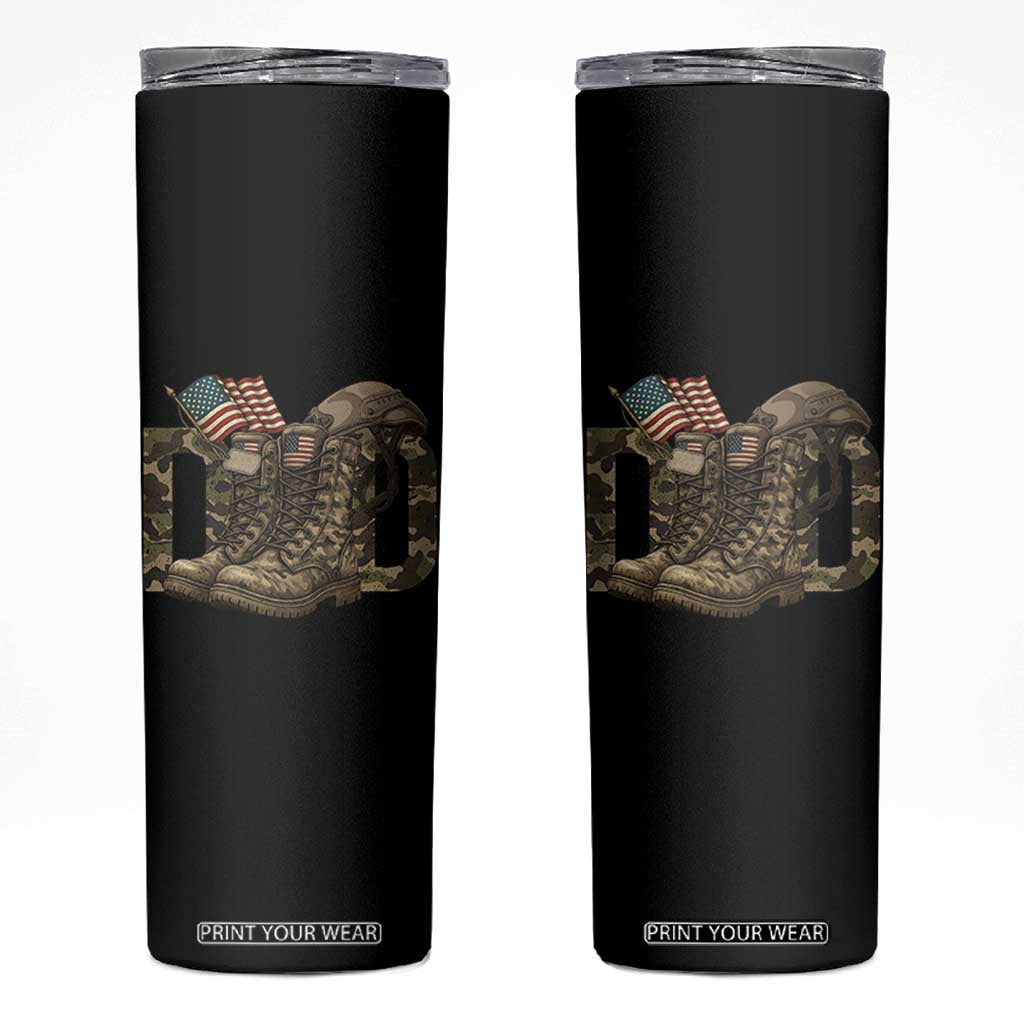 Army Military Dad Combat Boots American Flag Skinny Tumbler TS11 Black Print Your Wear