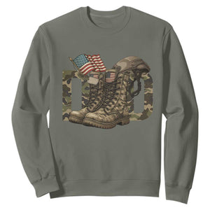 Army Military Dad Combat Boots American Flag Sweatshirt TS11 Military Green Print Your Wear