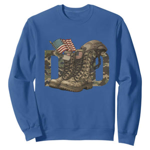 Army Military Dad Combat Boots American Flag Sweatshirt TS11 Royal Blue Print Your Wear