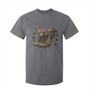 Army Military Dad Combat Boots American Flag T Shirt For Kid TS11 Charcoal Print Your Wear