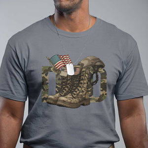 Army Military Dad Combat Boots American Flag T Shirt TS11 Charcoal Print Your Wear