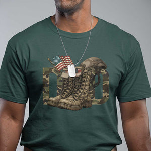 Army Military Dad Combat Boots American Flag T Shirt TS11 Dark Forest Green Print Your Wear