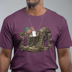 Army Military Dad Combat Boots American Flag T Shirt TS11 Maroon Print Your Wear