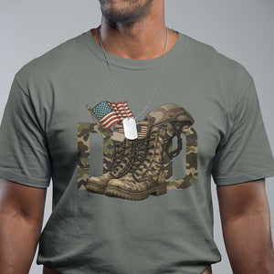 Army Military Dad Combat Boots American Flag T Shirt TS11 Military Green Print Your Wear