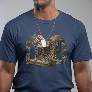 Army Military Dad Combat Boots American Flag T Shirt TS11 Navy Print Your Wear