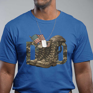 Army Military Dad Combat Boots American Flag T Shirt TS11 Royal Blue Print Your Wear