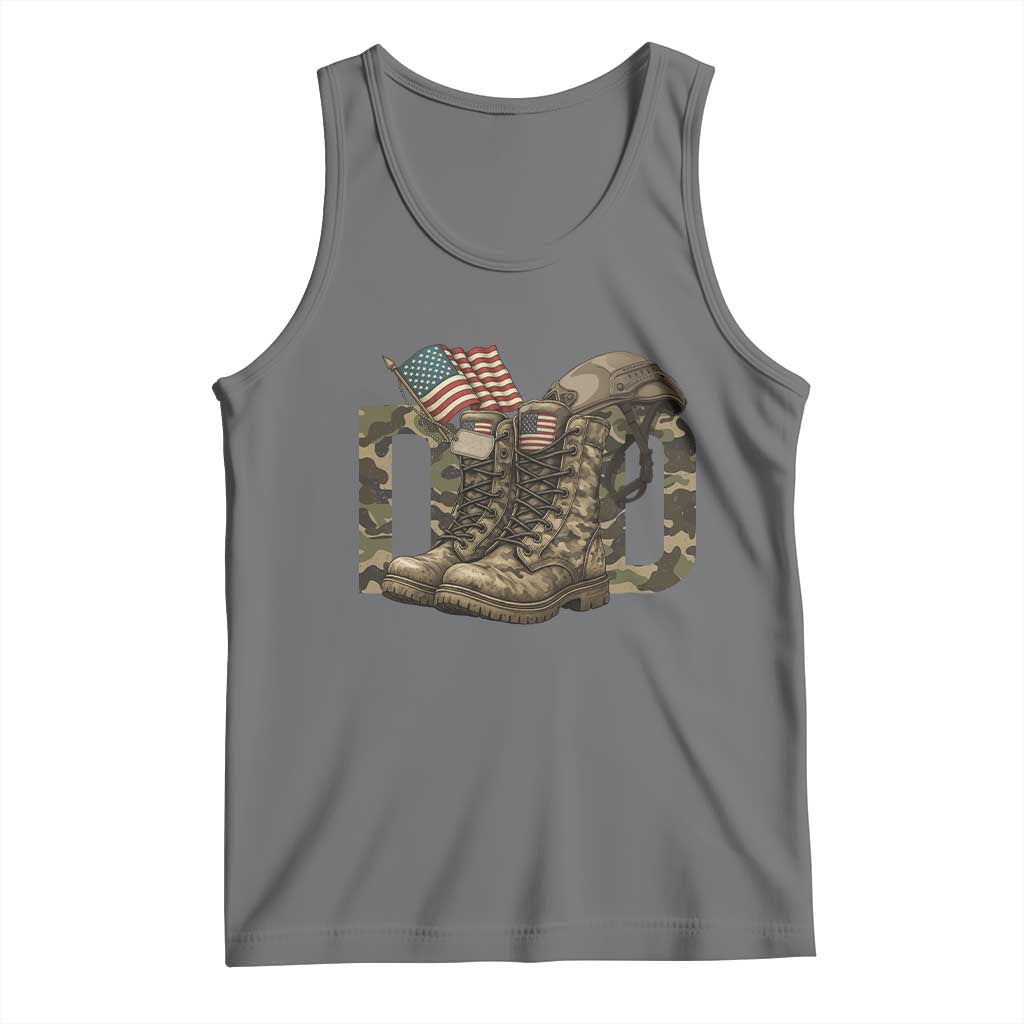 Army Military Dad Combat Boots American Flag Tank Top TS11 Black Heather Print Your Wear