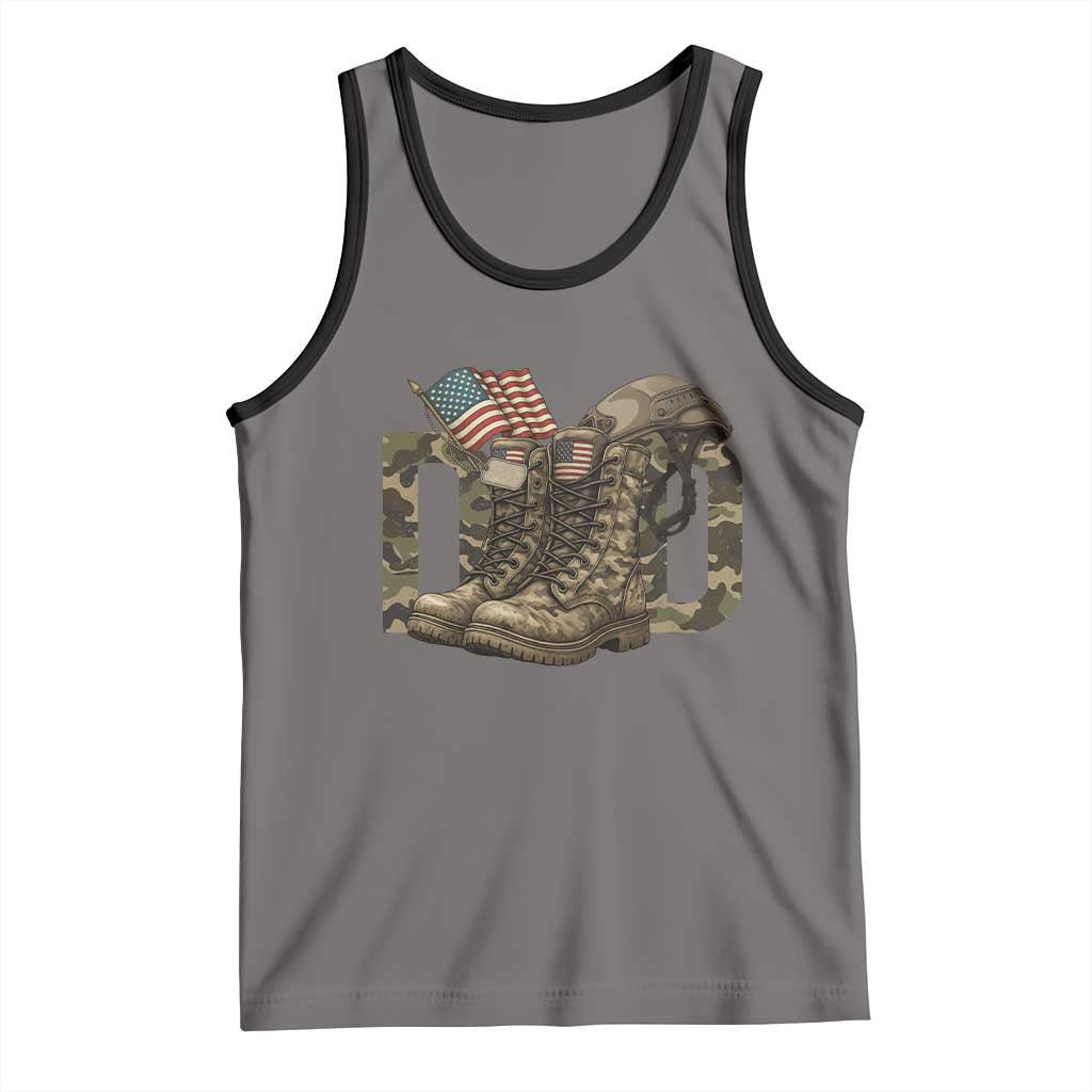 Army Military Dad Combat Boots American Flag Tank Top TS11 Deep Heather Black Print Your Wear