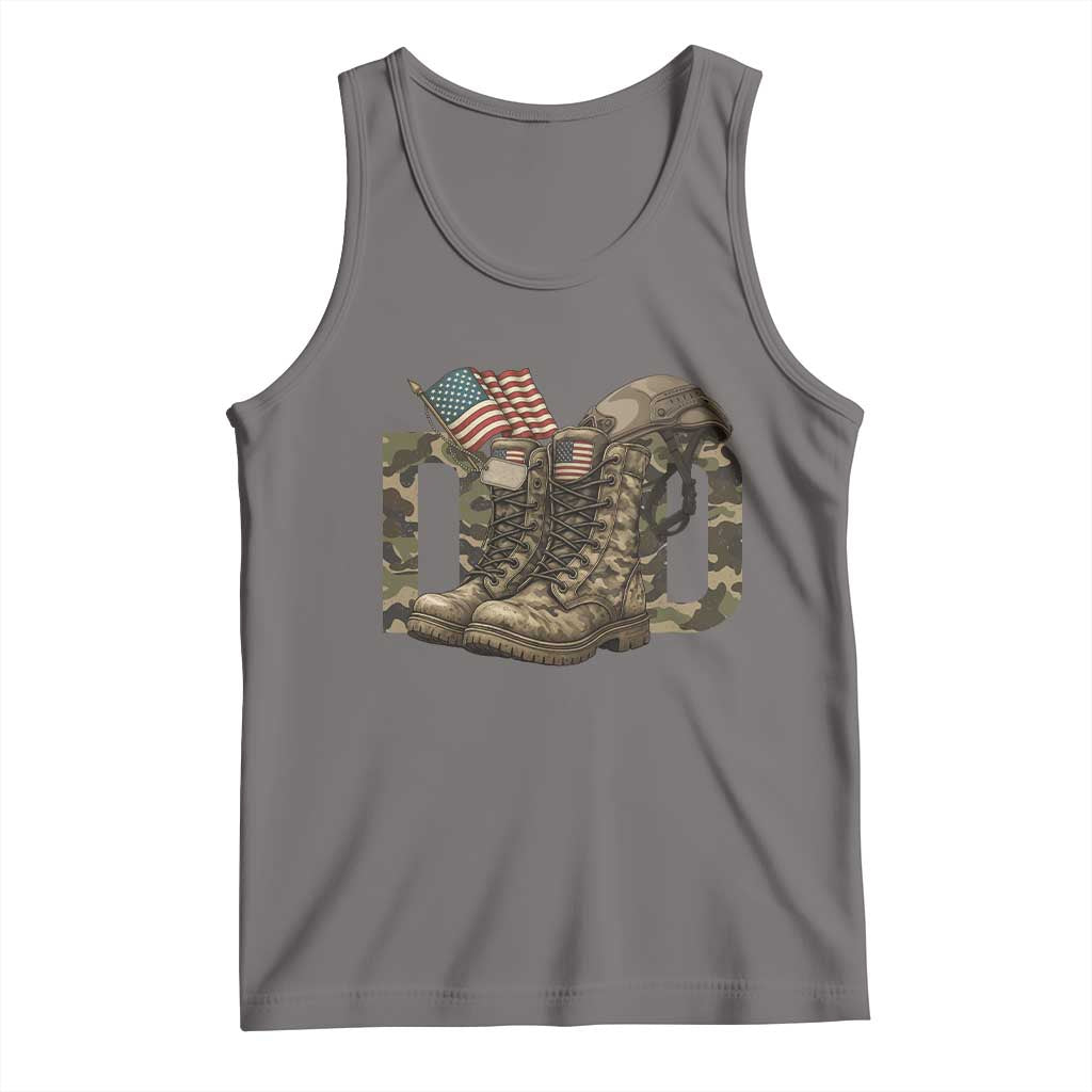 Army Military Dad Combat Boots American Flag Tank Top TS11 Deep Heather Print Your Wear