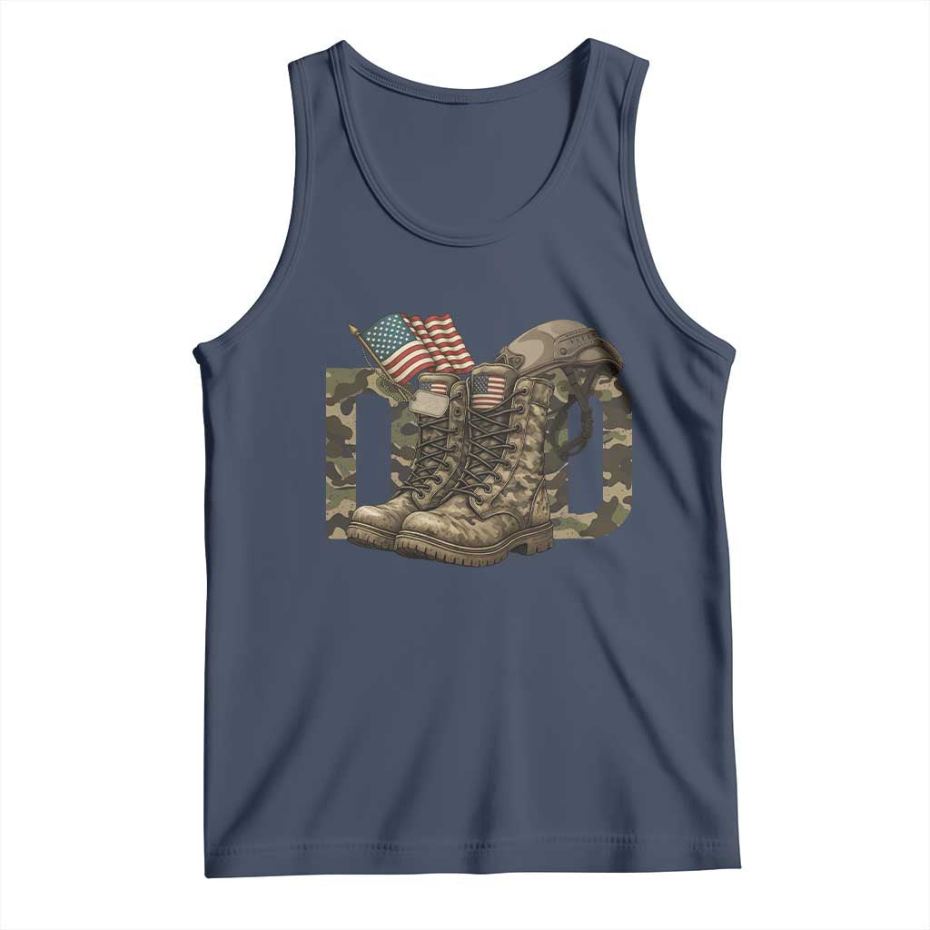 Army Military Dad Combat Boots American Flag Tank Top TS11 Navy Print Your Wear