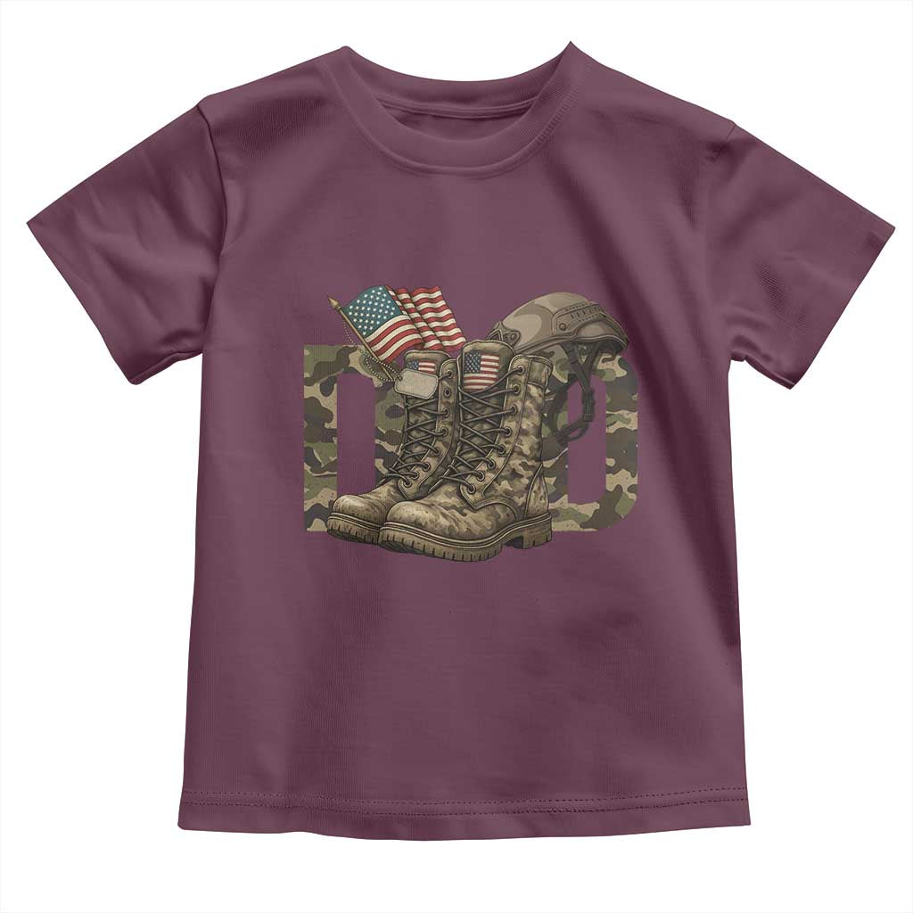 Army Military Dad Combat Boots American Flag Toddler T Shirt TS11 Maroon Print Your Wear