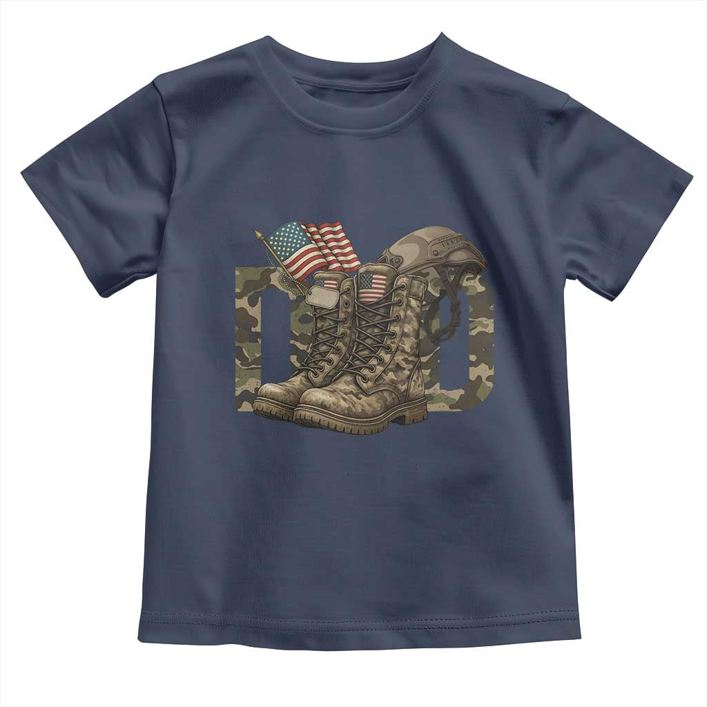 Army Military Dad Combat Boots American Flag Toddler T Shirt TS11 Navy Print Your Wear