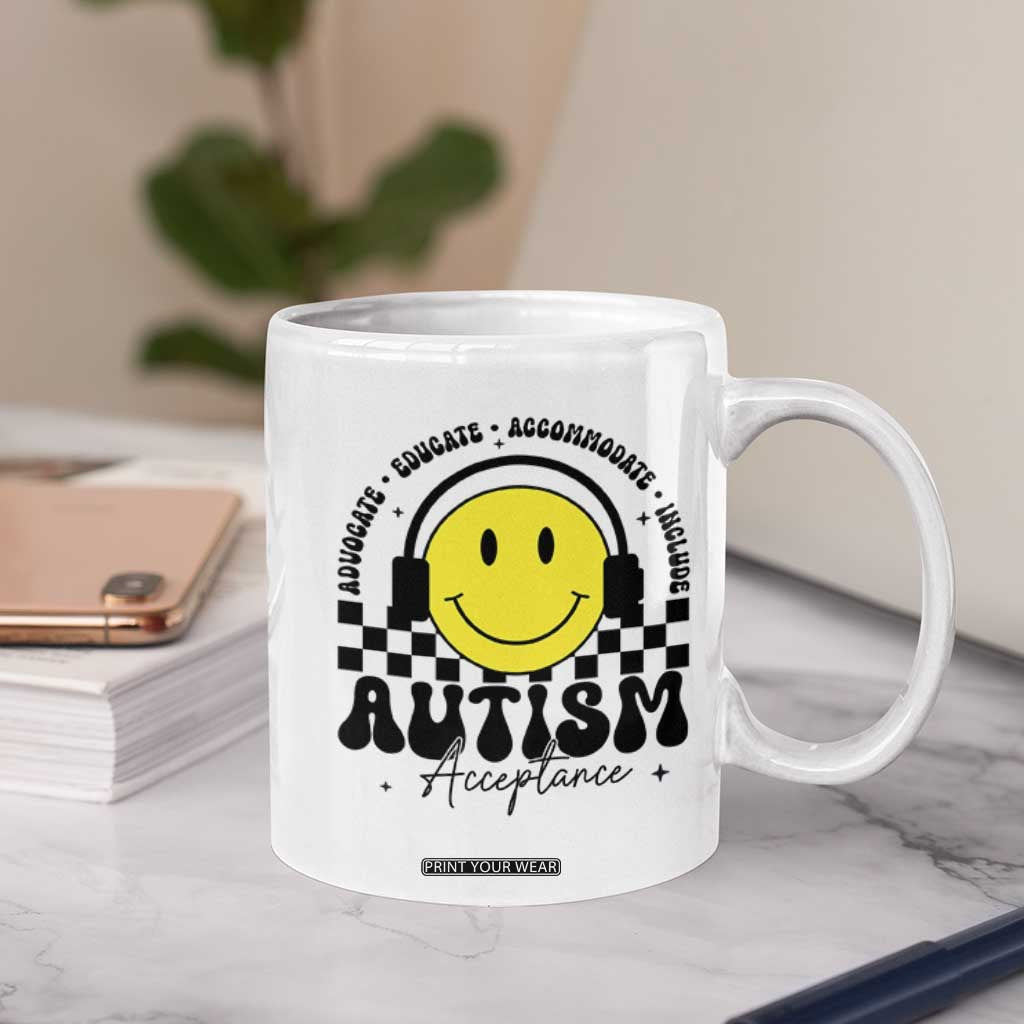 Autism Acceptance Coffee Mug Advocate Educate Accomodate Include Special Education TS02 Print Your Wear