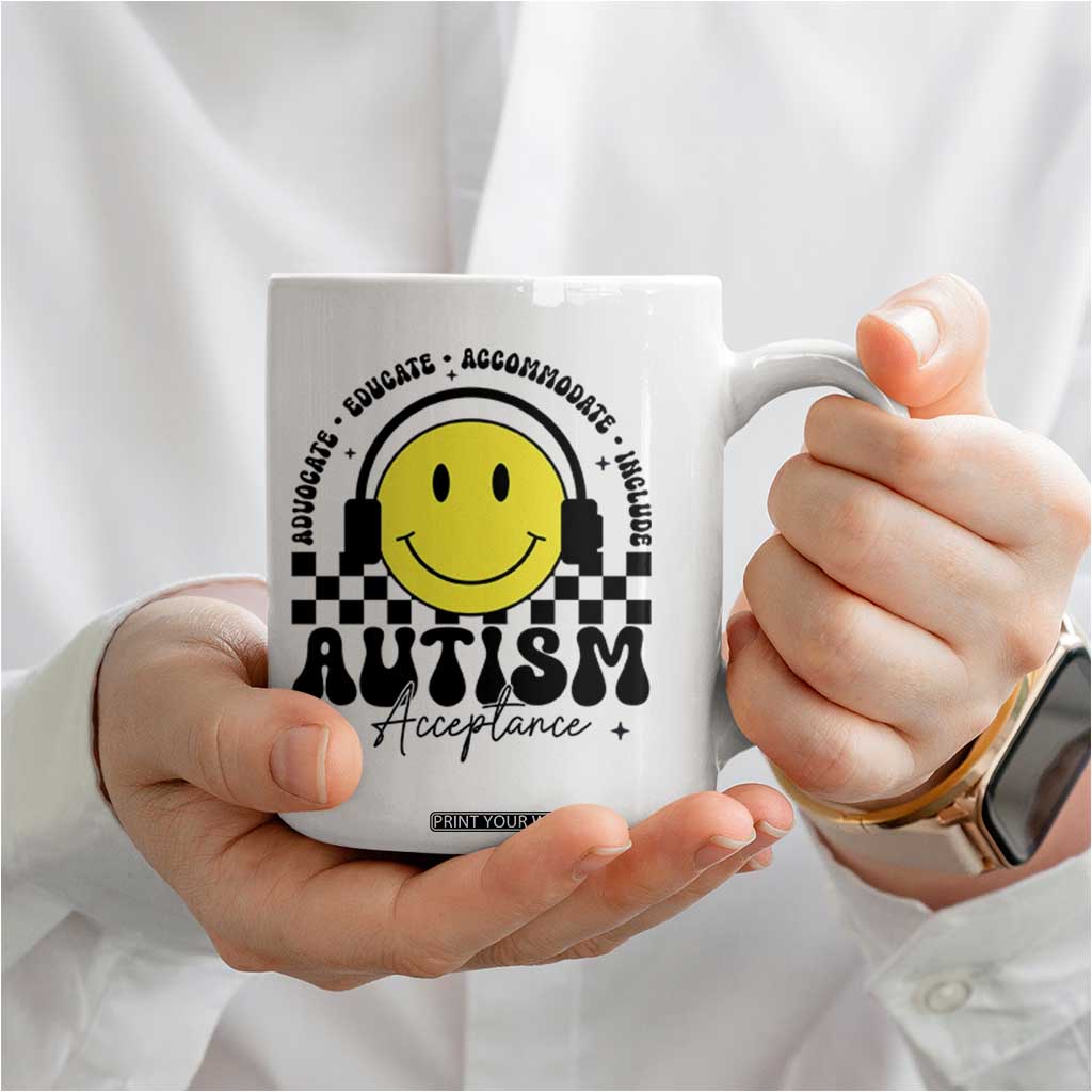 Autism Acceptance Coffee Mug Advocate Educate Accomodate Include Special Education TS02 Print Your Wear