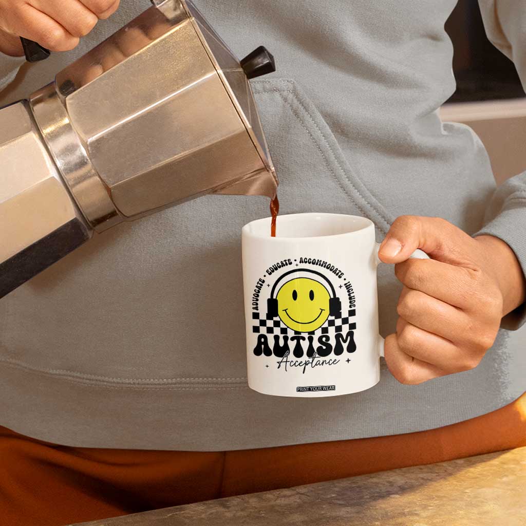 Autism Acceptance Coffee Mug Advocate Educate Accomodate Include Special Education TS02 Print Your Wear