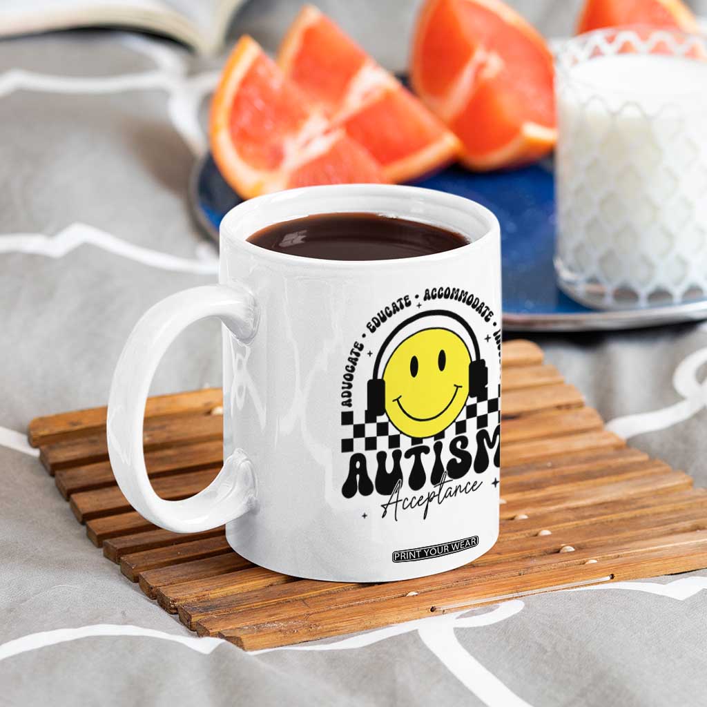 Autism Acceptance Coffee Mug Advocate Educate Accomodate Include Special Education TS02 Print Your Wear