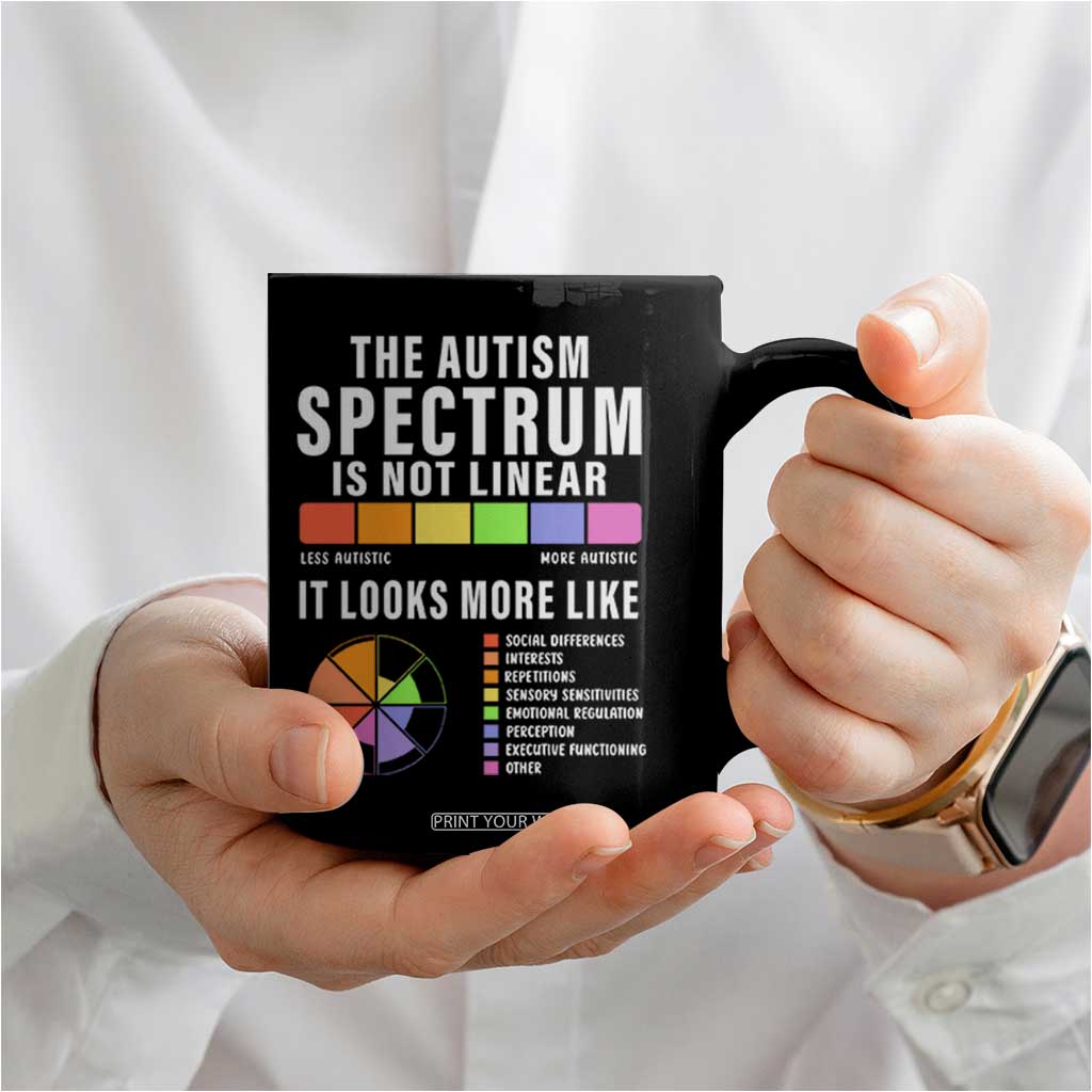 Autism Acceptance Coffee Mug The Autism Spectrum Is Not Linear TS02 Print Your Wear
