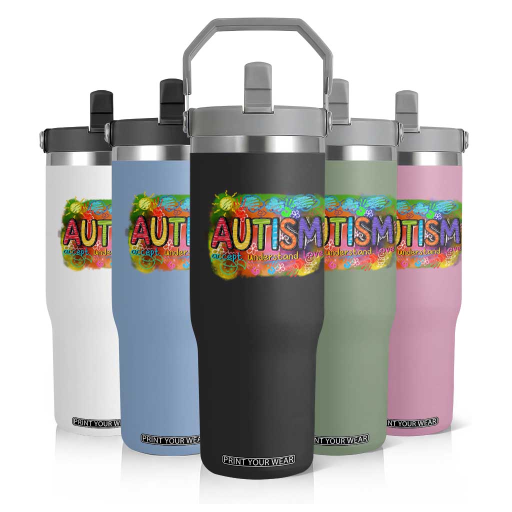 Autism Acceptance Flip Straw Tumbler Accept Understand Love Autistic Support TS02 Print Your Wear