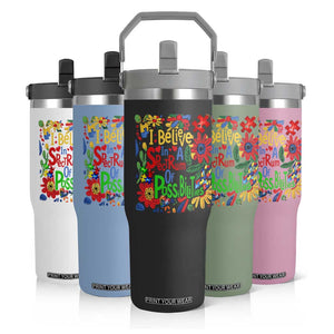 Autism Acceptance Flip Straw Tumbler I Believe In A Spectrum Of Possibilities Retro Boho TS02 Print Your Wear