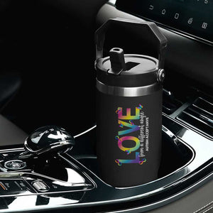 Autism Acceptance Flip Straw Tumbler Love From a Different Angle Rainbow Infinity TS02 Print Your Wear