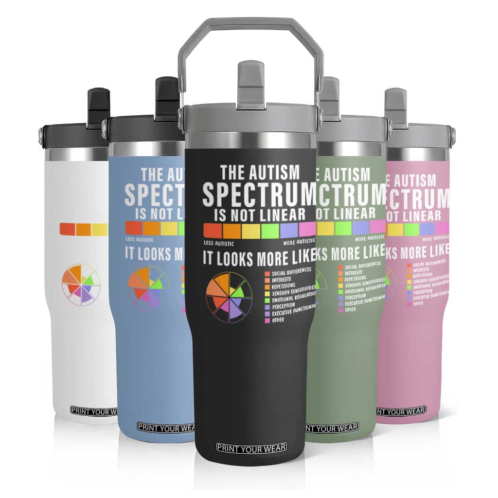 Autism Acceptance Flip Straw Tumbler The Autism Spectrum Is Not Linear TS02 Print Your Wear
