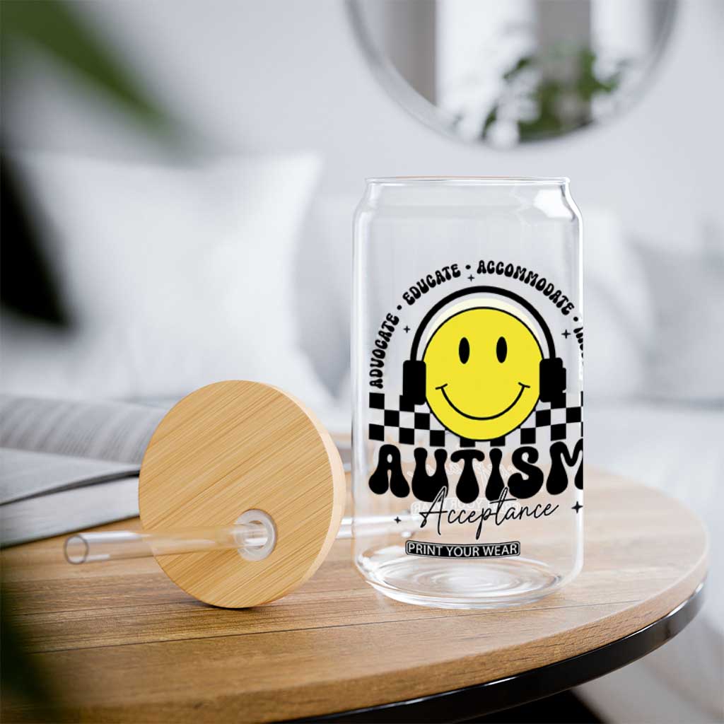 Autism Acceptance Glass Can Advocate Educate Accomodate Include Special Education TS02 Print Your Wear