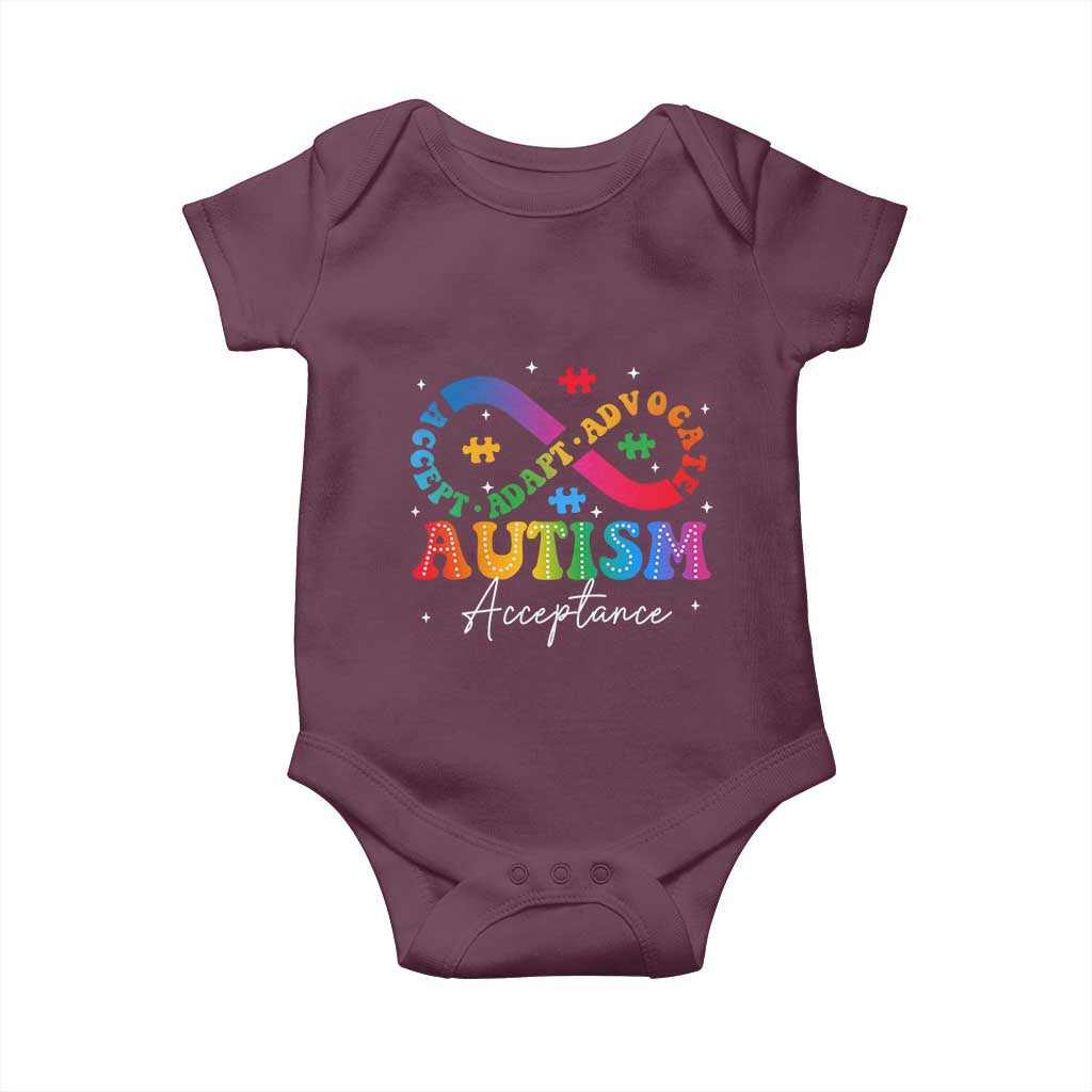 Autism Awareness Acceptance Baby Onesie Infinity Symbol Neurodiversity TS10 Maroon Print Your Wear