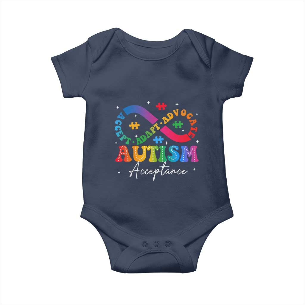 Autism Awareness Acceptance Baby Onesie Infinity Symbol Neurodiversity TS10 Navy Print Your Wear