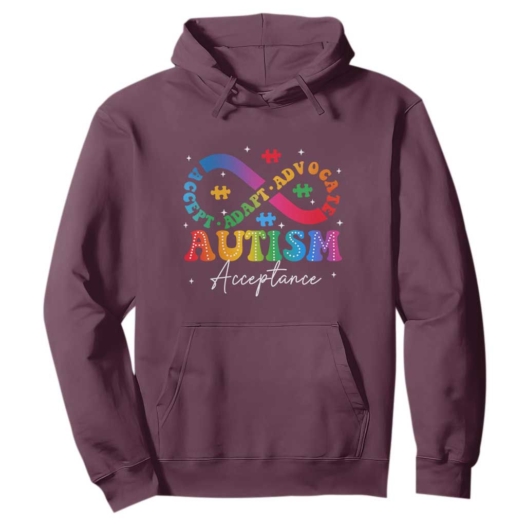Autism Awareness Acceptance Hoodie Infinity Symbol Neurodiversity TS10 Maroon Print Your Wear