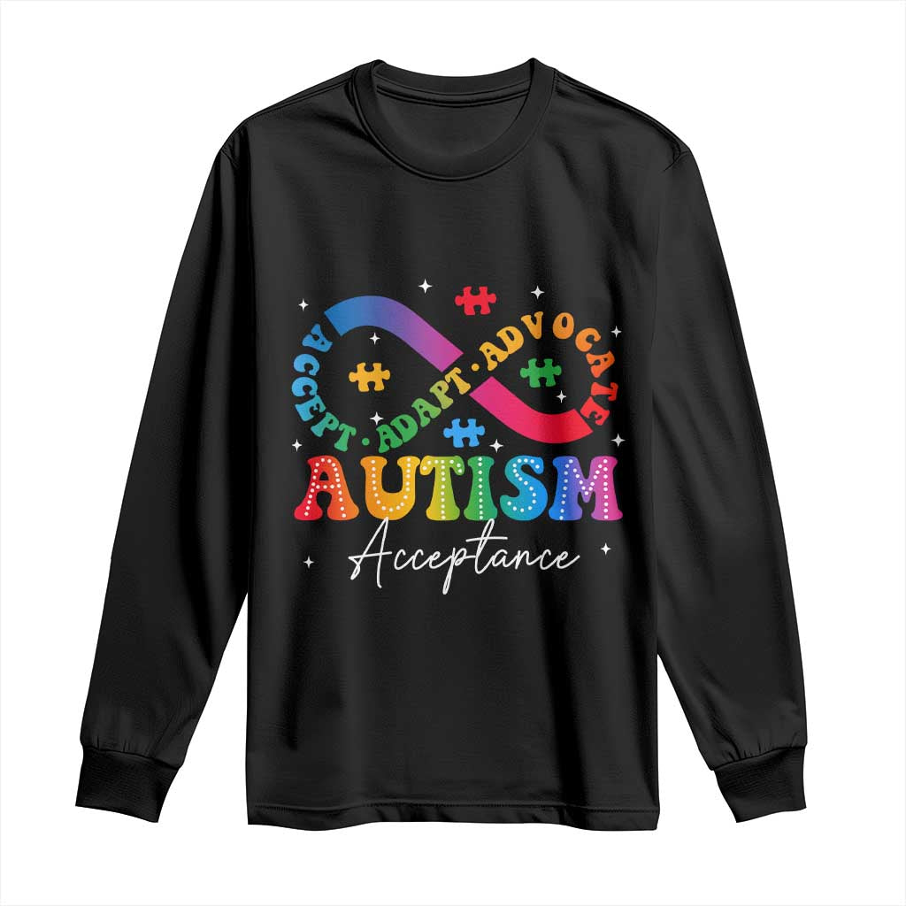 Autism Awareness Acceptance Long Sleeve Shirt Infinity Symbol Neurodiversity TS10 Black Print Your Wear