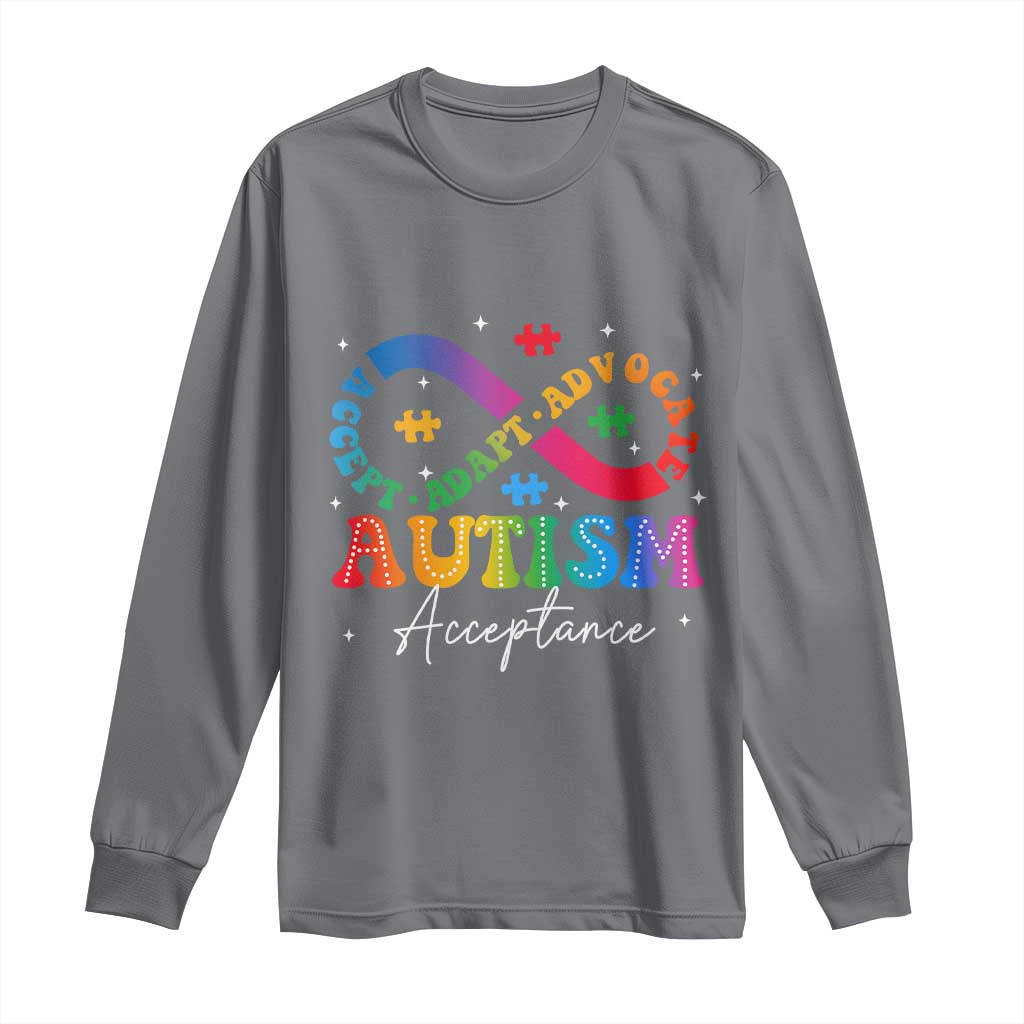 Autism Awareness Acceptance Long Sleeve Shirt Infinity Symbol Neurodiversity TS10 Charcoal Print Your Wear