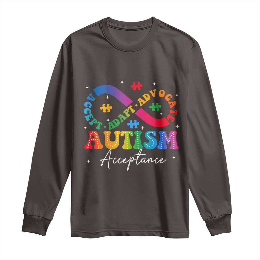 Autism Awareness Acceptance Long Sleeve Shirt Infinity Symbol Neurodiversity TS10 Dark Chocolate Print Your Wear
