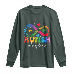 Autism Awareness Acceptance Long Sleeve Shirt Infinity Symbol Neurodiversity TS10 Dark Forest Green Print Your Wear