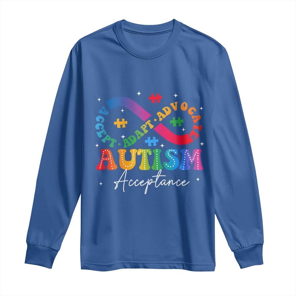 Autism Awareness Acceptance Long Sleeve Shirt Infinity Symbol Neurodiversity TS10 Royal Blue Print Your Wear